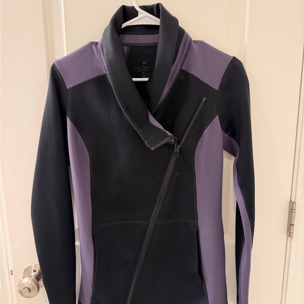 CAbi Black and Purple Asymmetrical Jacket